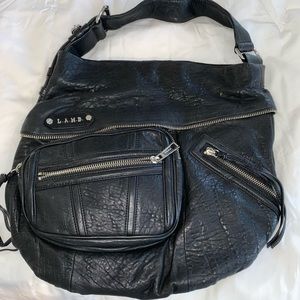 L.A.M.B large black leather purse